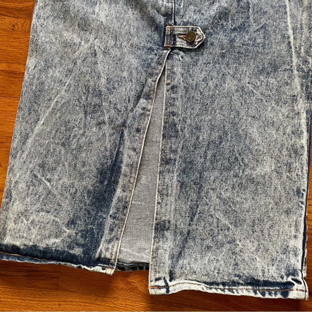 Acid Wash Vintage 80s/90s high rise midi skirt size xxs-xs Grunge Preppy Denim - Picture 3 of 6
